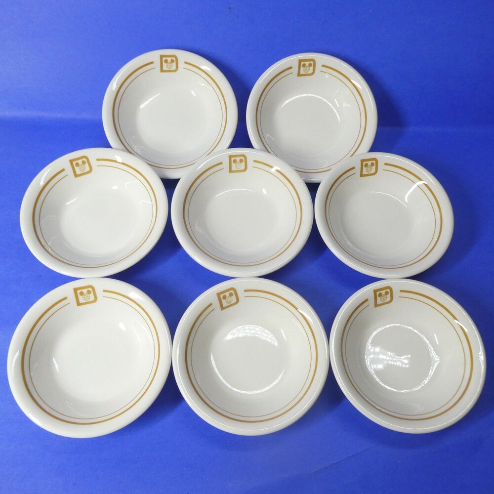 Walt Disney World Restaurant Set 8 Fruit Bowls Vintage Disney Logo Buffalo China